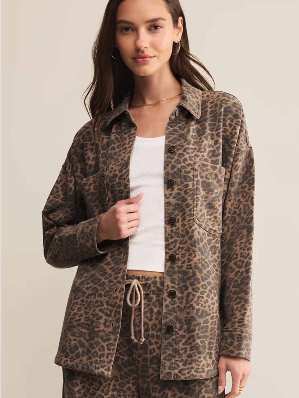 Z Supply Leopard Print Knit Jacket